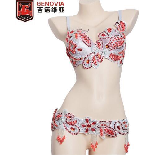 2018 Luxury Womens belly dance set Bra Belt Sexy Night dance bellydance Carnival Tops Outfit Set