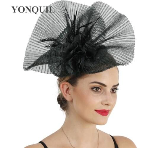 Bride Wedding Fascinators Mesh Hats For Women Elegant Flower Millinery Cap Girls Women Ladies Formal Wedding Dress Hats Hairpin