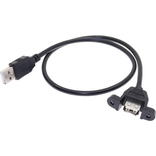 USB 2.0 Male to Female With Screw Panel Mount Foil+Braided Shielded Extension USB Cable Power Cord for PC Laptop Extender
