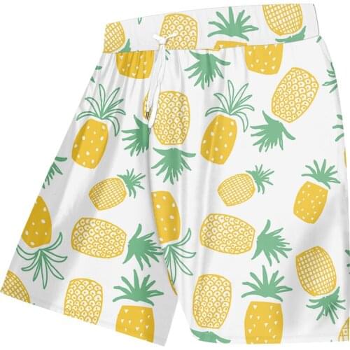 UJWI New Plus Size Women/Mens 3d Pineapple Fruit Printed Shorts Purple Red YellowShorts For Hip Hop Wok Shorts Board 5XL