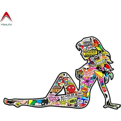 Volkrays Retro Sexy Women Pin UP Pinup Girl Car Sticker Automobiles Motorcycles JDM Drift Style Bomb Motif PVC Decal,15cm*9.5cm