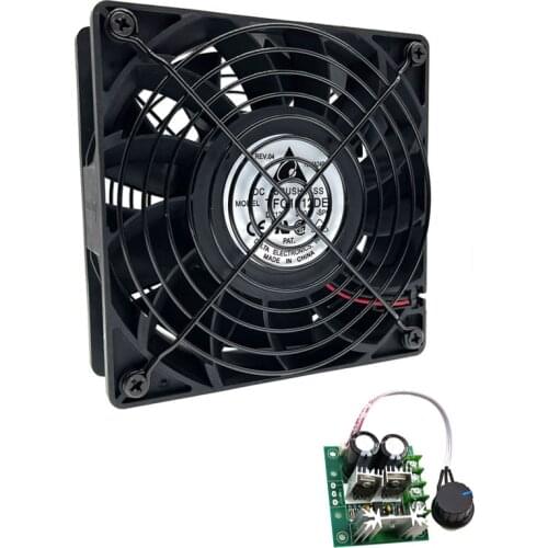 12cm 120mm High Speed DC Fan Moto Air Flow,12V-40V DC Motor Speed Controller 400W 10A Adjustable PWM,120X120X38mm 6800RPM