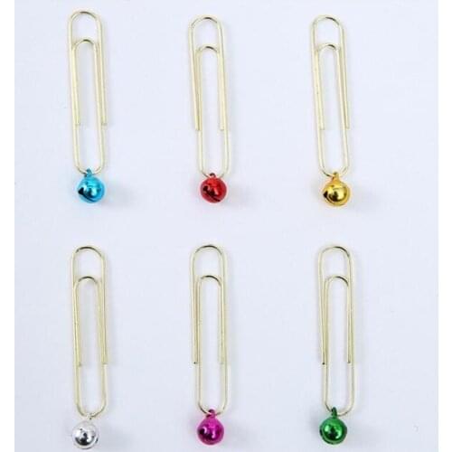 4pcs Metal Bells Shape Paperclip Bookmark Decoration Diy Message Memo Marker Paper Clip Office Binding Supplies Stationery Clip