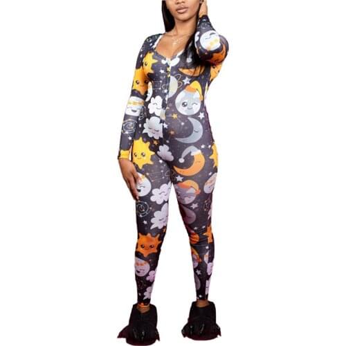 Women Sexy Button Pajamas For Adults Women Sleepwear Jumpsuit Bodysuit Shorts Romper Leotard Long Sleeve Bodycon