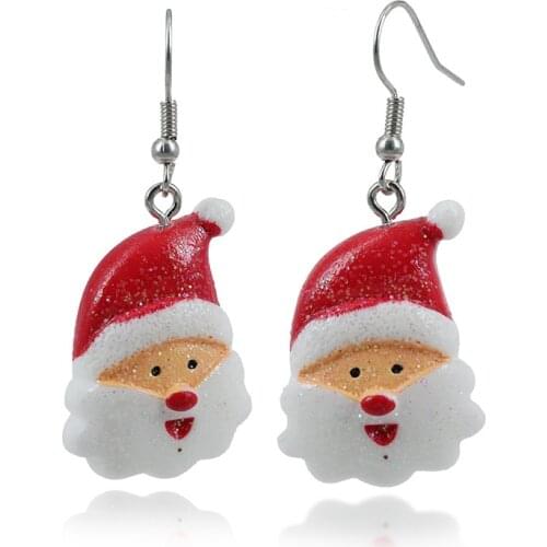 Father Christmas Acrylic Dangle Earrings For Women Girl Cute Lovely Womens Earring Party Holiday Jewelry Gift Accessories