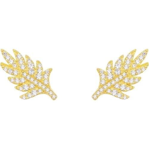 SLJELY Hot Brand Design 925 Sterling Silver Leaf Stud Earrings Micro Pave Cubic Zirconia Stone for Women Party Luxury Jewelry