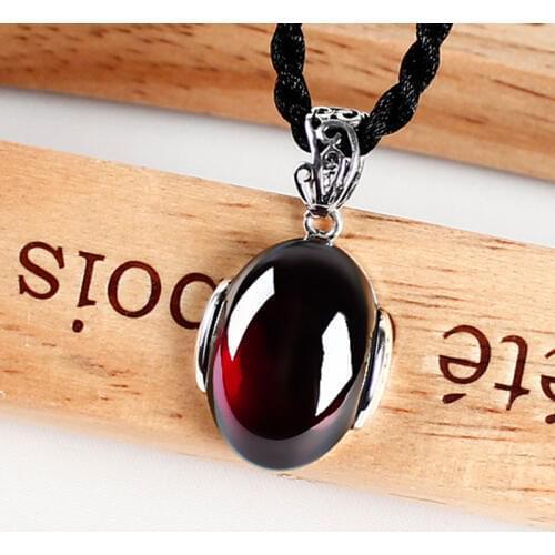 JIASHUNTAI Retro 925 Silver Sterling Pendant Necklace Female Silver Jewelry Red Green Stone For Women