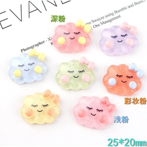 10pcs 25*20mm Resin bowknot bow cloud charms kawaii flatback cabochon for diy jewelry making findings fashion craft component