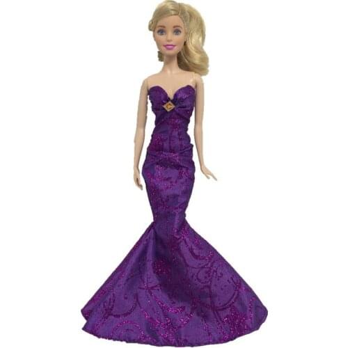 11.5" Doll Clothes Charming Purple Fishtail Wedding Dress Clothing for Barbie Clothes Kurhn Party Gown 1/6 BJD Dolls Accessories