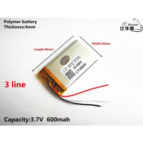 3 line Good Qulity 3.7V,600mAH,403048 Polymer lithium ion / Li-ion battery for TOY,POWER BANK,GPS,mp3,mp4