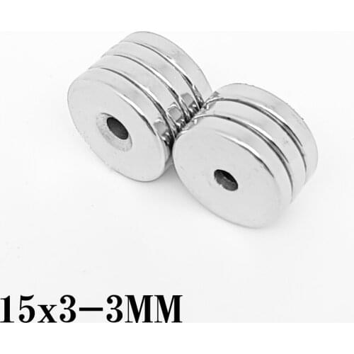 5/10/20/30/50/100PCS 15X3-4 mm Small Round Search Magnet 15X3 With Hole 15x3-5mm Countersunk Neodymium Magnet Disc 15*3-3 N35