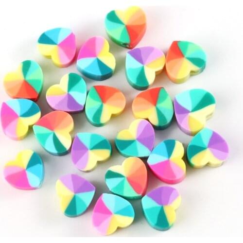 50pcs Mixed Polymer Clay Colorful Love Heart Bohemian Soft Pottery Loose Spacer Beads for Jewelry Making Diy Bracelet Necklace