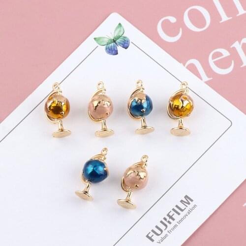 6pcs New Creative Charms Alloy Three-dimensional Globe Spacecraftpendant Trendy Earrings for Women Diy Jewelry Accessories Star