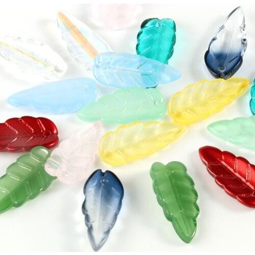 20pcs/lot Long Leaf Shape 10x24mm Multiple Colour Lampwork Beads Glass Loose Beads for Bracelet Necklace DIY Jewelry Making