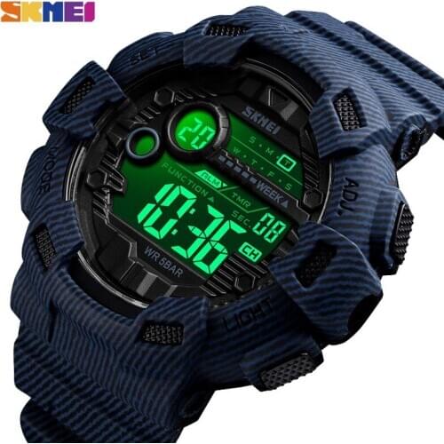Sport Watch Men Alarm Clock 5BAR Waterproof Week 12/24 hour Display Mens Watches Denim Male Digital Watch relogio masculino