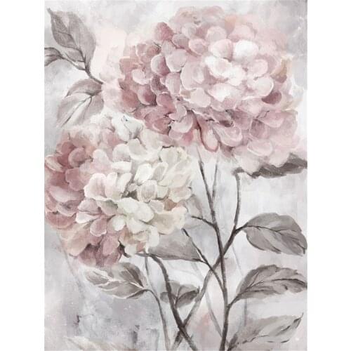 Flower Pink Grey Floral Nordic DIY Cross Stitch Embroidery 11CT Kits Craft Needlework Set Printed Canvas Cotton Sell