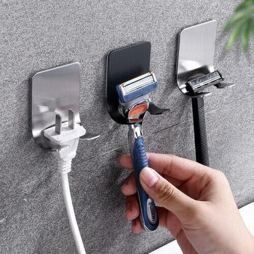Punch Free Razor Holder Storage Hook Wall Men Shaving Shaver Shelf Bathroom Razor Rack Wall Bathroom Accessories