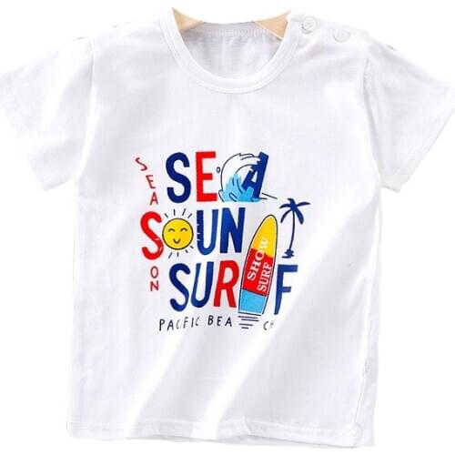 Baby Children T-shirts Unisex Summer Short Sleeve Cotton Cartoon Letters Printing T-shirt Kids Casual Tops T-shirts Clothing1-6Y
