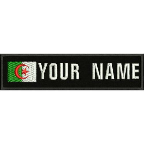 Algeria Flag 10X2.5cm Embroidery Custom Name Text Patch Stripes badge Iron On Or Velcro Backing Patches For Clothes Backpack