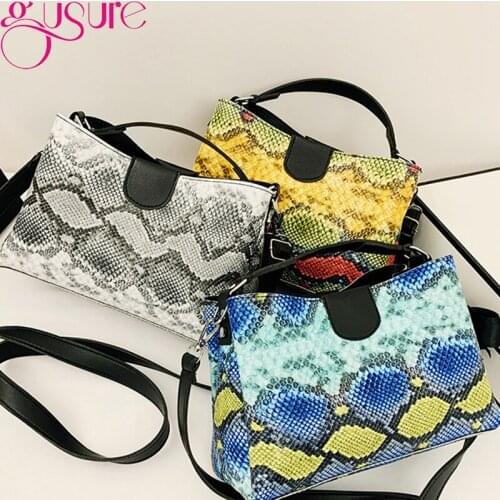 Gusure Female Shoulder Bags Luxury Snake Print Handbags For Women Designer Crossbody Tote Bags Ladies Big Shopper Bag Sac A Main