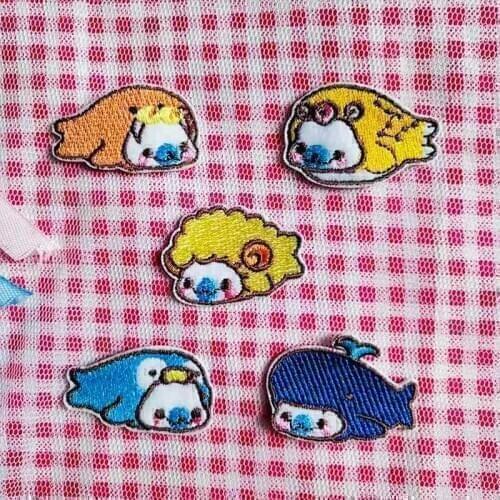 Kawaii Fish Animal Patches Cartoon Birds Cloth Patch Embroidered Badge Cartoon Girl Garment Apparel Decor
