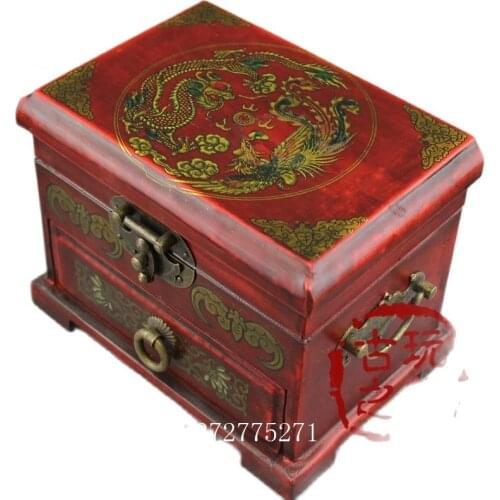 China Old Beijing old goods Dressing box, multi layer mirror, solid wood jewelry box