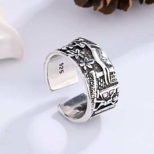 Miuoxion Retro City Picture Ring Simple Heavy Industry Personality Jewelry For Women Feature Namour Charm Gift All Seasons