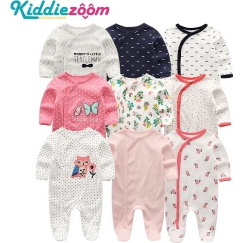 2020 2/3/4pcs/lot Cartoon Baby Boy roupa de bebes Newborn Jumpsuit Long Sleeve Cotton Pajamas 0-12 Months Rompers Girl Clothe