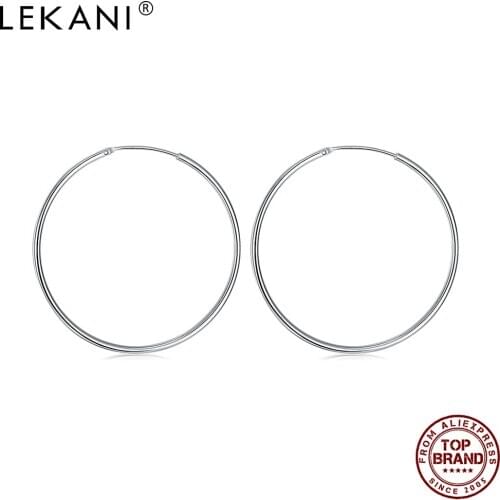 LEKANI Glossy Round Fashion Earrings Silver Color Vintage Creative Design Fine Earrings Jewelrys Counter Quality Best Selling
