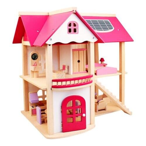 Model Building Kits Models & Building Toy Wooden doll house toys pink villa blocks children learning toys wholesale hot new 2018
