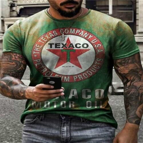 Mens loose five-pointed star printed T-shirt summer casual round neck short-sleeved shirt polyester material