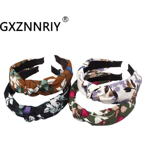 Fashion Flower Pattern Hairband Knot Headbands for Women Korean Style Hair Accessories Girls Hair Hoop Trendy Headwear Gifts