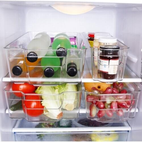 Fruit Vegetable Organizer Tray Freezer Fridge Drawer Pantry Clear Storage Rack