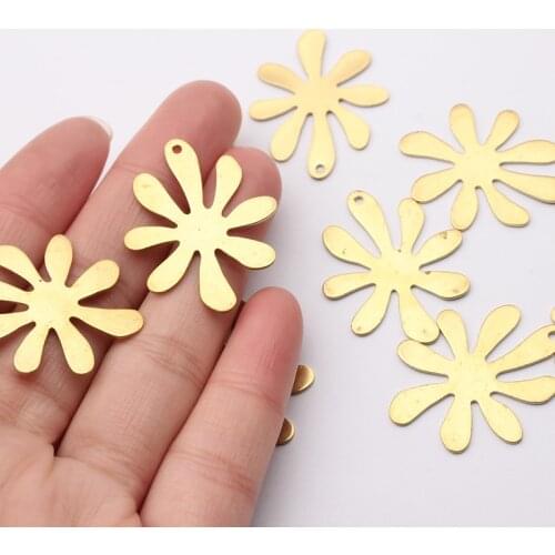 10pcs/lot Charms Sun Flower Pendant Connector Raw Brass Jewelry Fashion Necklace Hyperbole Earring Making Accessories 26*32mm