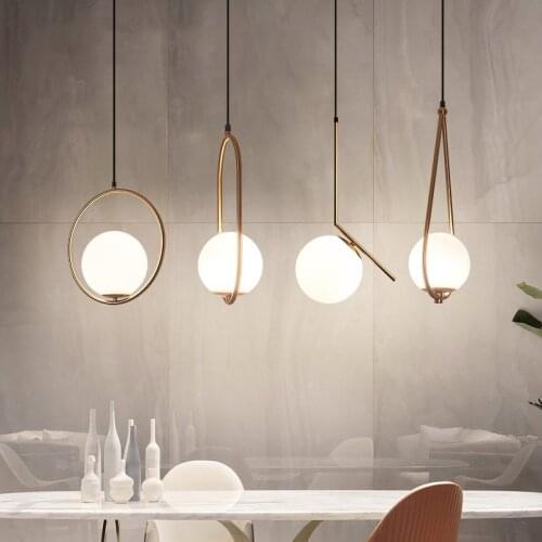 Postmodern Simple Style Pendant Lights Living Room Bedroom/Restaurant Golden Nordic Clothing Decoration Glass Ball Pendant Lamps