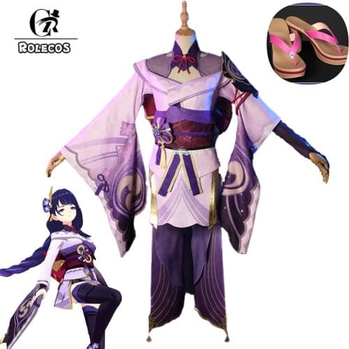ROLECOS Genshin Impact Baal Cosplay Costume Game Genshin Raiden Shogun Costume Cosplay for Women Halloween Uniform Dress
