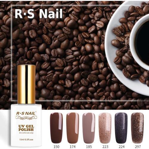 RS Nail UV Color Nail Gel Polish Set Coffee Series Gel Lacquer Vernis Semi Permanant Ongle Nail Design French Manicure 15ml