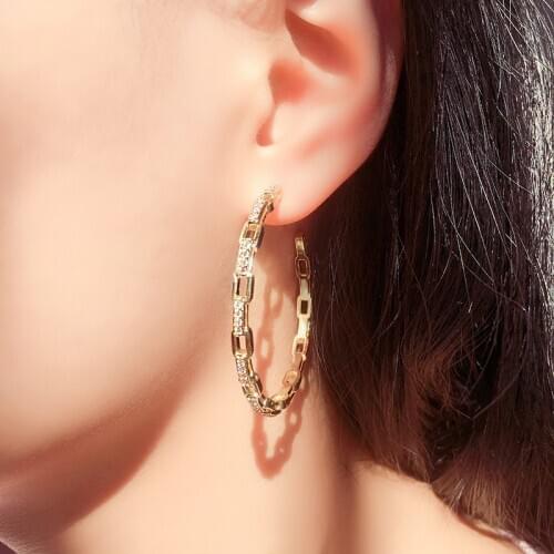 2020 New Gold 3 Colors Copper AAA Cubic Zirconia Simple Big Round Earrings Fashion Female Party Gift For Womens Fashion jewelry