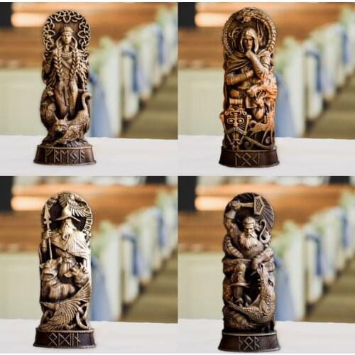 20cm Greek God Sculpture Thor Loki Odin Statue Altar Figure Hindu God Statue for Car Home Garden Decoration