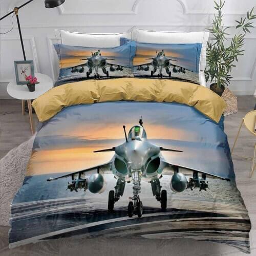 Modern 3D Airplane Printed Bedding Collection Bedroom Decorative Boys Sheet Double Queen King Quilt Cover Microfiber