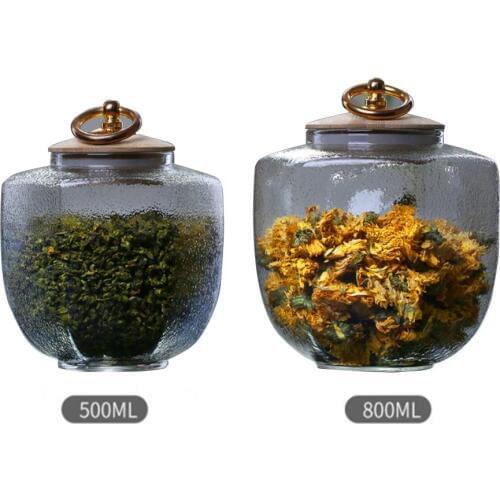 500/800ml Glass Sealed Cans Kitchen Storage Tank Glass Tea Cans Coffee Beans Storage Jars Large Capacity Candy Jars Tea Box