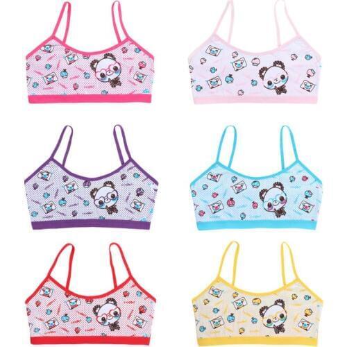 Teenage Girls Training Bra Kids Underwear Cotton Cartoon Panda Small Young School Children Vest Bras Child Underclothes