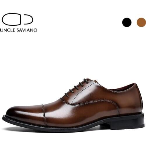 Uncle Saviano Oxford Wedding Dress Man Business Shoes Original Designer Black Genuine Leather Formal Office Best Men Shoes