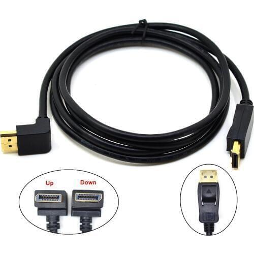 Elbow Up Angled 90 Degree Standard 1.2v Display Port DP Male To Male DisplayPort 3D Cable Angle 6ft 1.8m 4K X 2K 60hz
