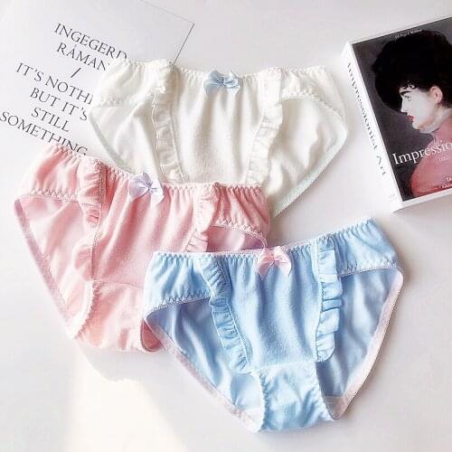 Japanese Sweet Towel Cotton Underwear Comfortable Hip wrapped Girl Student Low waist Triangle Pants mutande donna slip donna