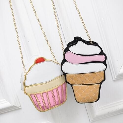 Funny Ice Cream Cake Girls Crossbody Bags Women Handbags Cute Purse Chain Messenger Bag Small Party Shoulder Bag Small Chain