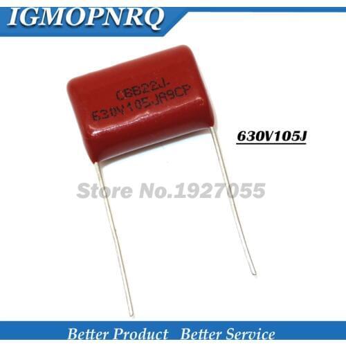 10PCS 630V105J 630V 1UF Pitch 20mm 105 1000NF CBB Polypropylene film capacitor new 630V105J-P20