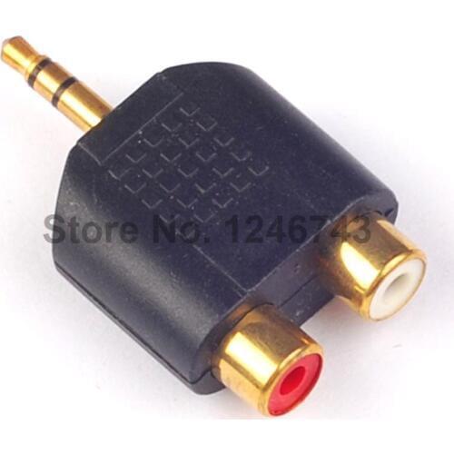 10PCS/LOT High Quality Connector 3.5mm Stereo Famale Jack Out Plug To 2 RCA Female Splitter Adapter