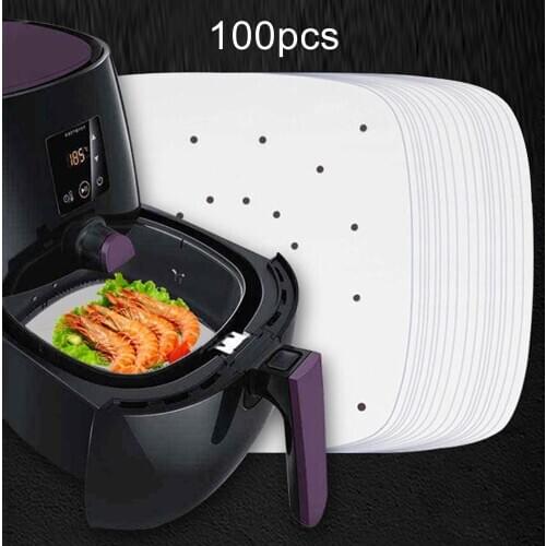 100 Sheets Air Fryer Liners Perforated Baking Paper Parchment Sheet Oven Steamer Pans Non-Stick Steaming Paper 6.5-9 Inches