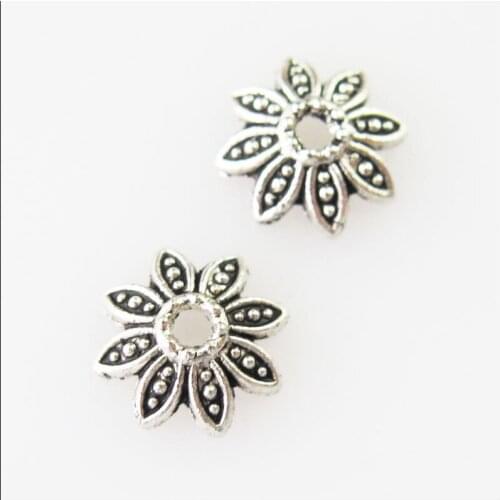 150 New Connectors Leaf - Flower Tibetan Silver End Bead Caps 7.5mm